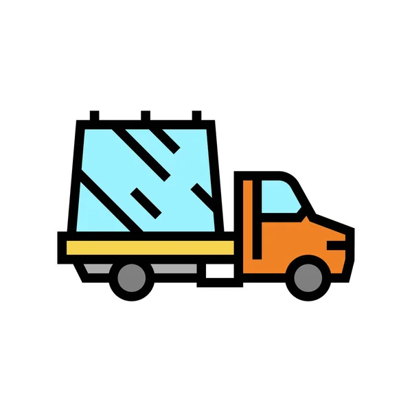 Glas Transport auf LKW Farbe Symbol Vektor Illustration — Stockvektor