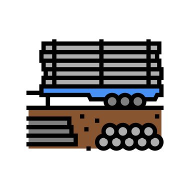 Karavan renk ikonu vektör illüstrasyonunda boru hattı