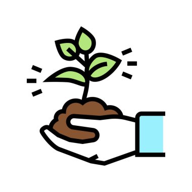 Tarım işçisi renk ikonu illüstrasyonu içeren doğa toprağı