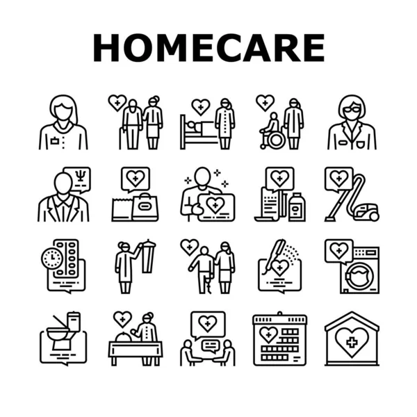 Homecare Services Collection Icons Set Vector — 스톡 벡터