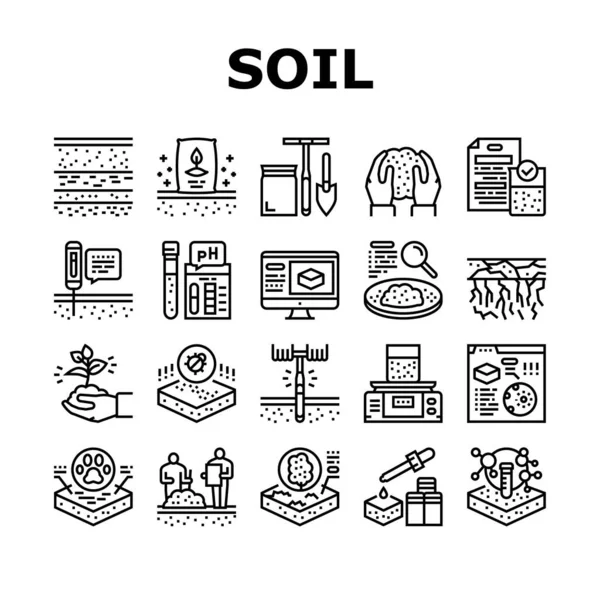 Prueba de suelo Naturaleza Colección Iconos Set Vector — Archivo Imágenes Vectoriales