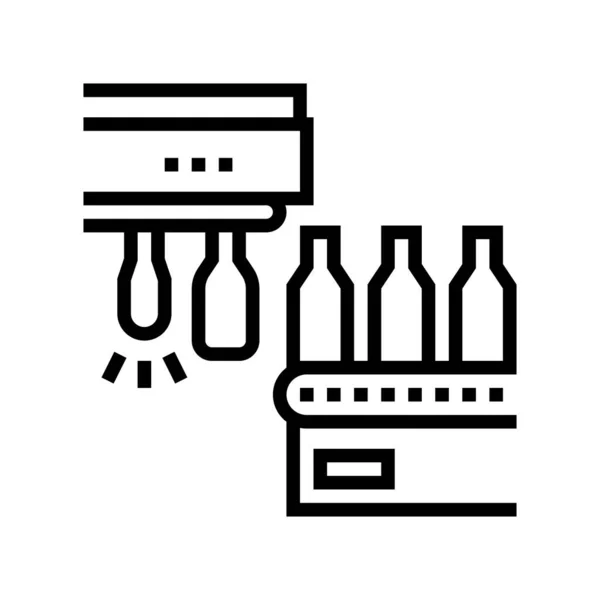 Illustrazione vettoriale dell'icona della linea dell'attrezzatura del trasportatore della bottiglia di vetro dello stampaggio — Vettoriale Stock