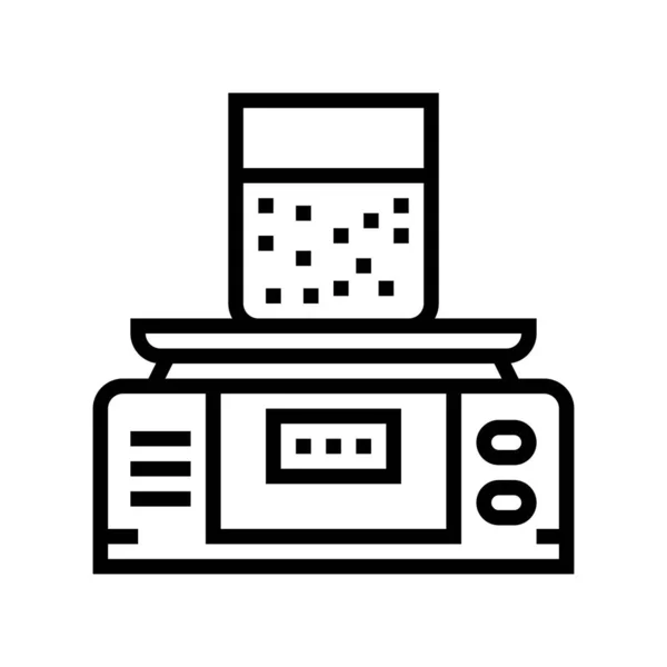 土壌試験用機器と重さ測定ラインのアイコンベクトル図 — ストックベクタ