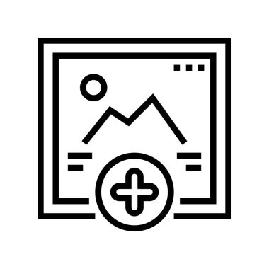 resim sosyal medya ugc çizgi vektör illüstrasyonu ekleniyor