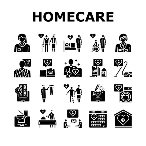 Homecare Services Collection Icons Set Vector — 스톡 벡터