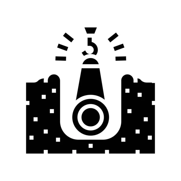 Grue mettant tuyau dans la construction de pipeline fosse illustration vectorielle icône glyphe — Image vectorielle