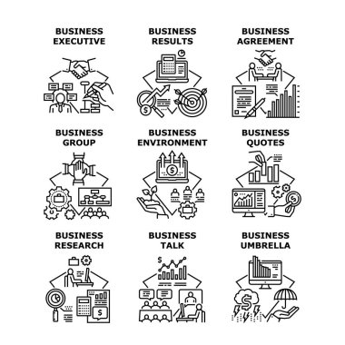 İş Araştırması Simge Vektör Resimlerini Ayarladı