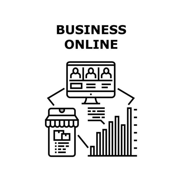 Business Online Vector Concept Black Illustration — Image vectorielle