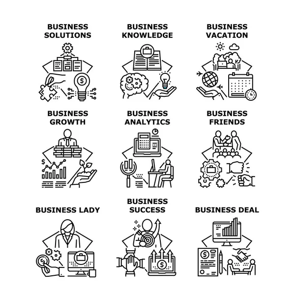 Business Knowledge Set Icons Vector Illustrations — 图库矢量图片