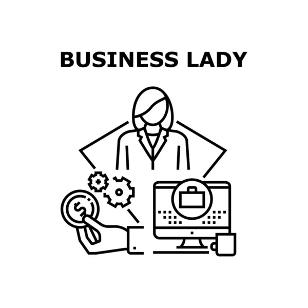 Business Lady Vector Konzept Schwarze Illustration — Stockvektor