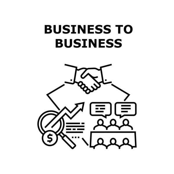 B2B Business Vector Concept Zwarte Illustratie — Stockvector