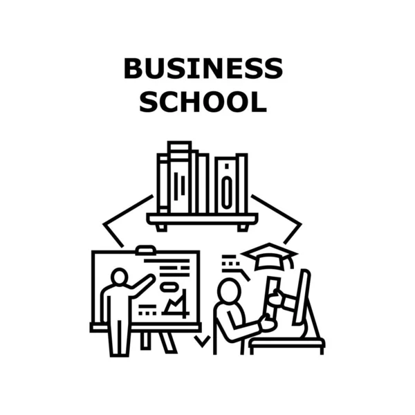 Business School Vector Concept Czarna ilustracja — Wektor stockowy