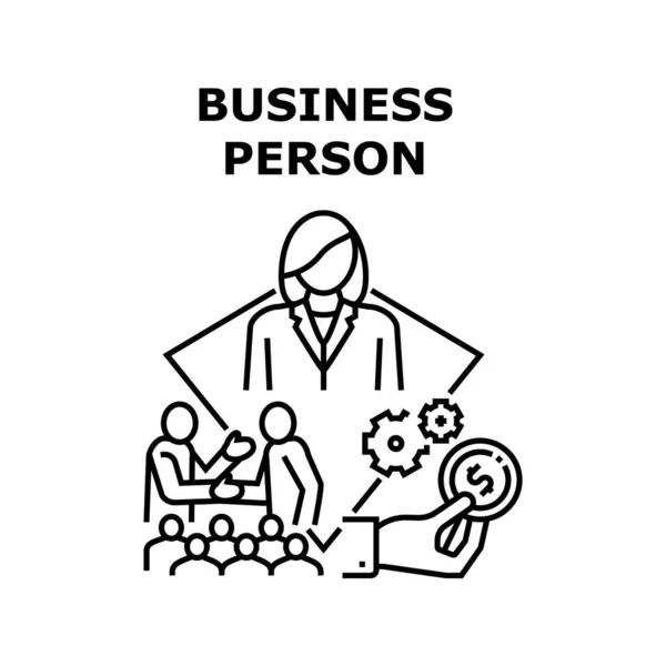 Persona de negocios Vector Concept Black Illustration — Vector de stock