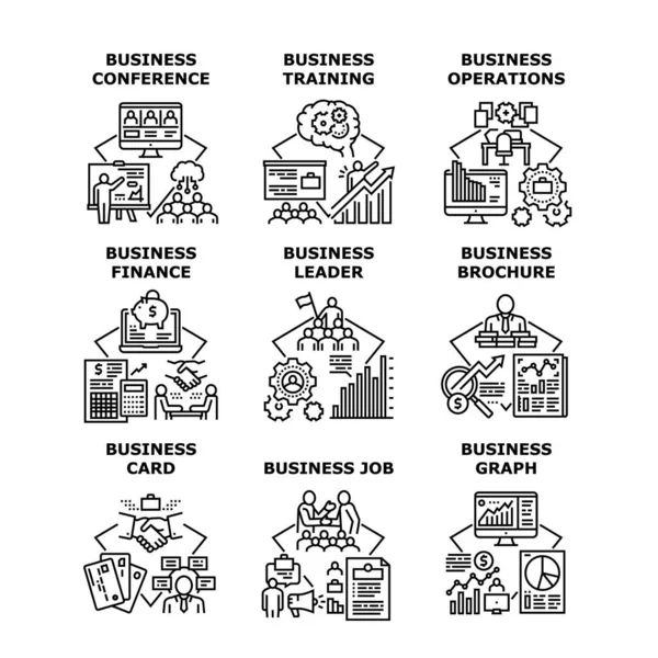 Business Training Set Icons Vector Illustrations — 图库矢量图片