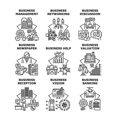 İş Vizyonu Simge Vektör Resimlerini Ayarladı