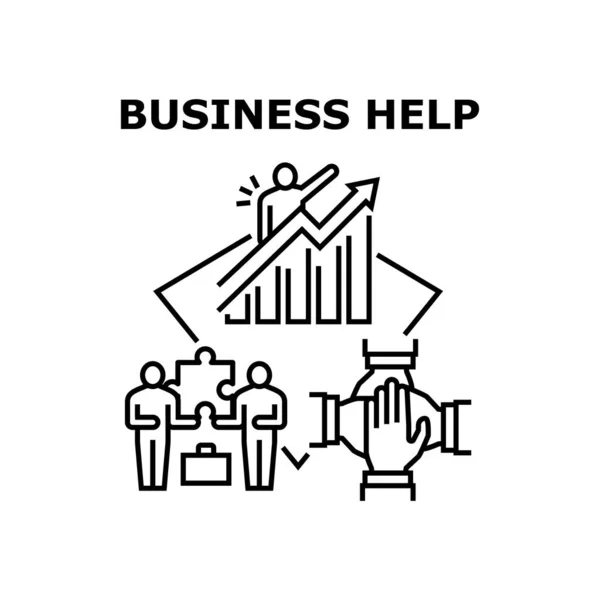 Business Help Concetto vettoriale Illustrazione nera — Vettoriale Stock