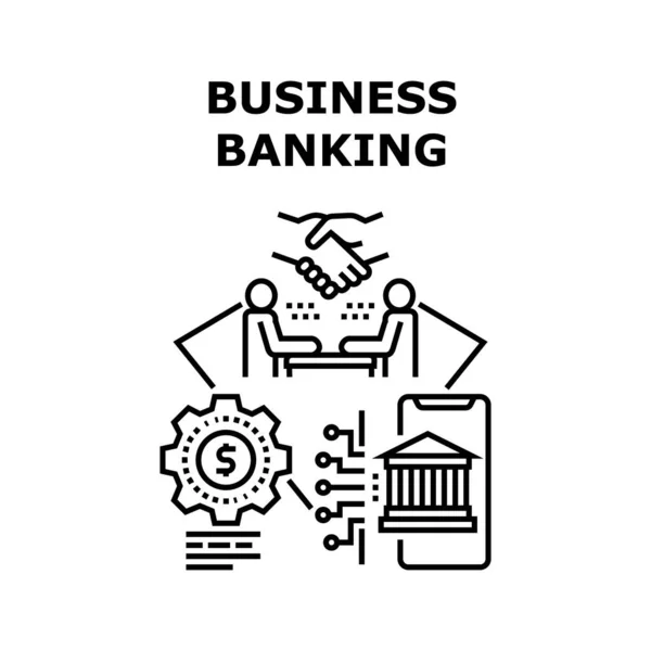Business Banking Vector Concept Black Illustration — Vector de stock