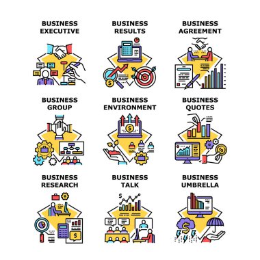 İş Araştırması Simge Vektör Resimlerini Ayarladı