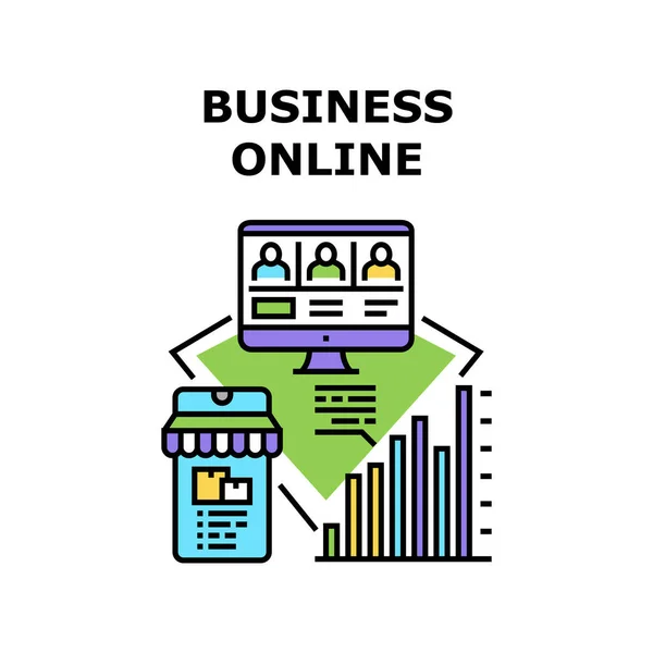 Business Online Vector Concept Illustration des couleurs — Image vectorielle