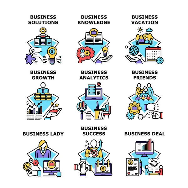 Business Knowledge Set icone vettoriali Illustrazioni — Vettoriale Stock