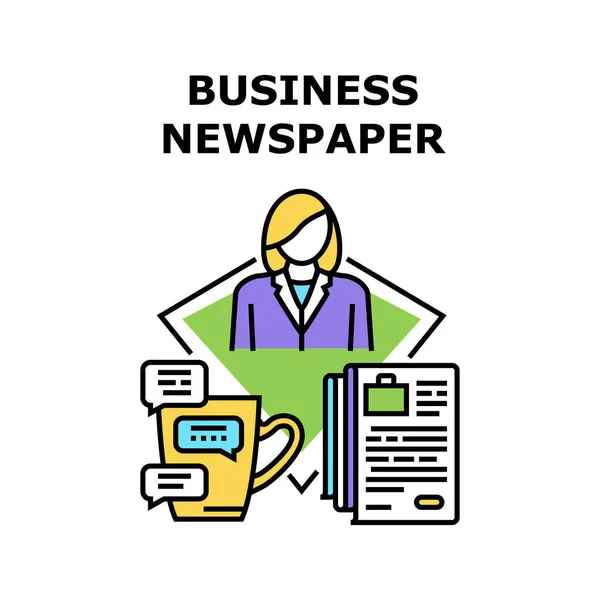 Business Newspaper Reading Vector Concept Color — Stockový vektor