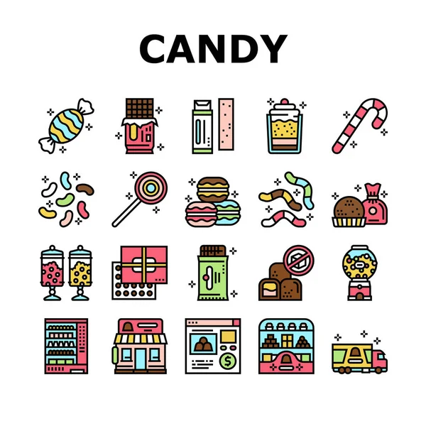Candy Shop Product Collection Icons Set Vector — Stock Vector
