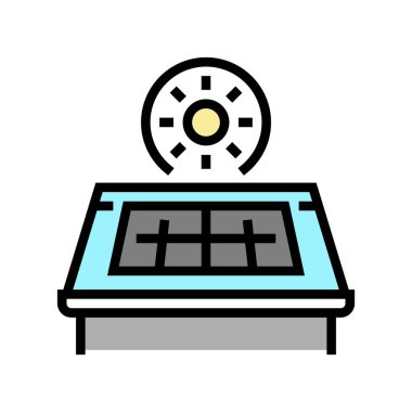 Güneş paneli kurulum rengi vektör illüstrasyonu