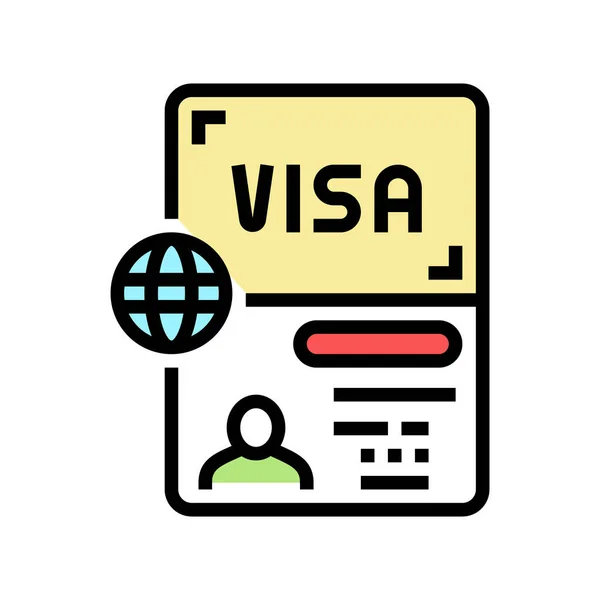 Om tillstånd dokument visum färg ikon vektor illustration — Stock vektor
