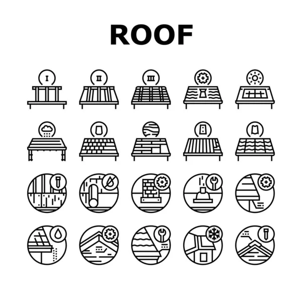 Roof Replacement Job Collection Icons Set Vector — Stock Vector