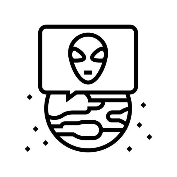 Alien planeet lijn pictogram vector illustratie — Stockvector