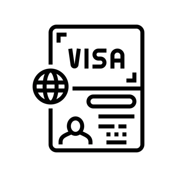 Autorisation document visa ligne icône vectoriel illustration — Image vectorielle