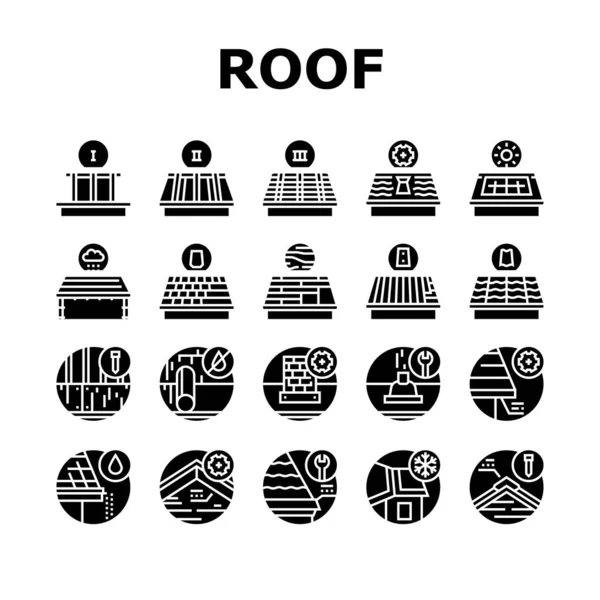 Roof Replacement Job Collection Icons Set Vector — Stock Vector