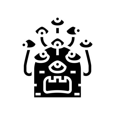 Dokuz gözlü yabancı simge vektör illüstrasyonu