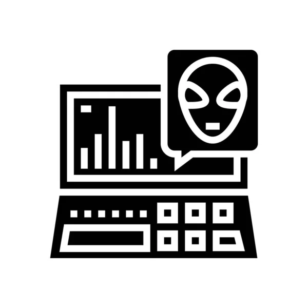 Alien ruimte laptop glyph pictogram vector illustratie — Stockvector