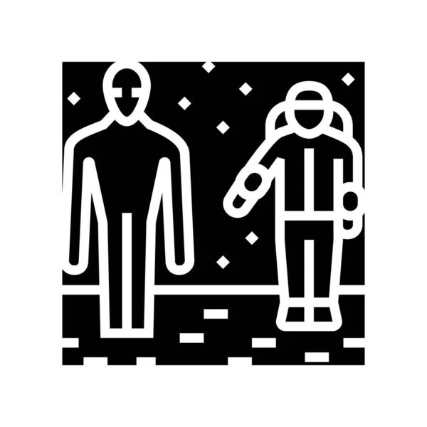 外星人和宇航员象形文字图标矢量插图 — 图库矢量图片