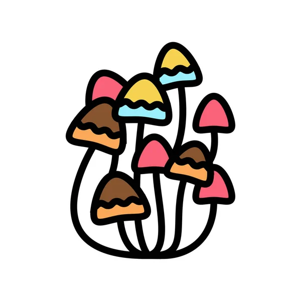 Mushrooms boho color icon vector illustration — Stock Vector