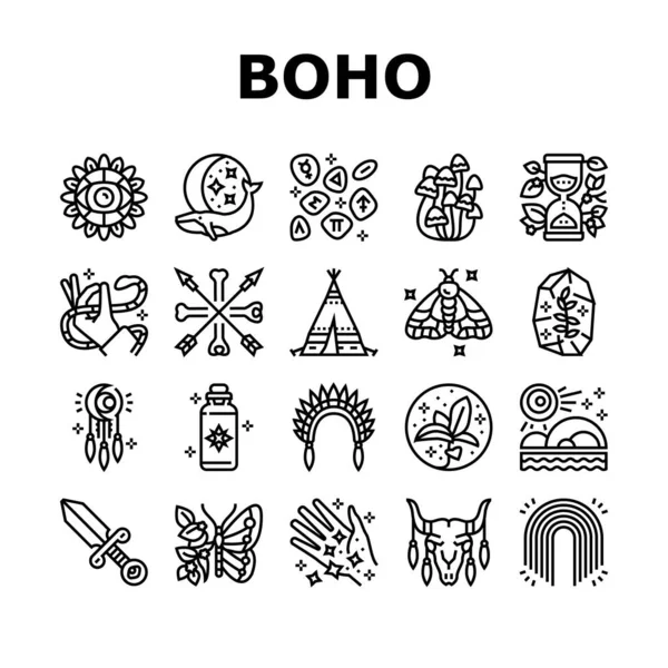 Boho风格装饰收集图标集向量 — 图库矢量图片