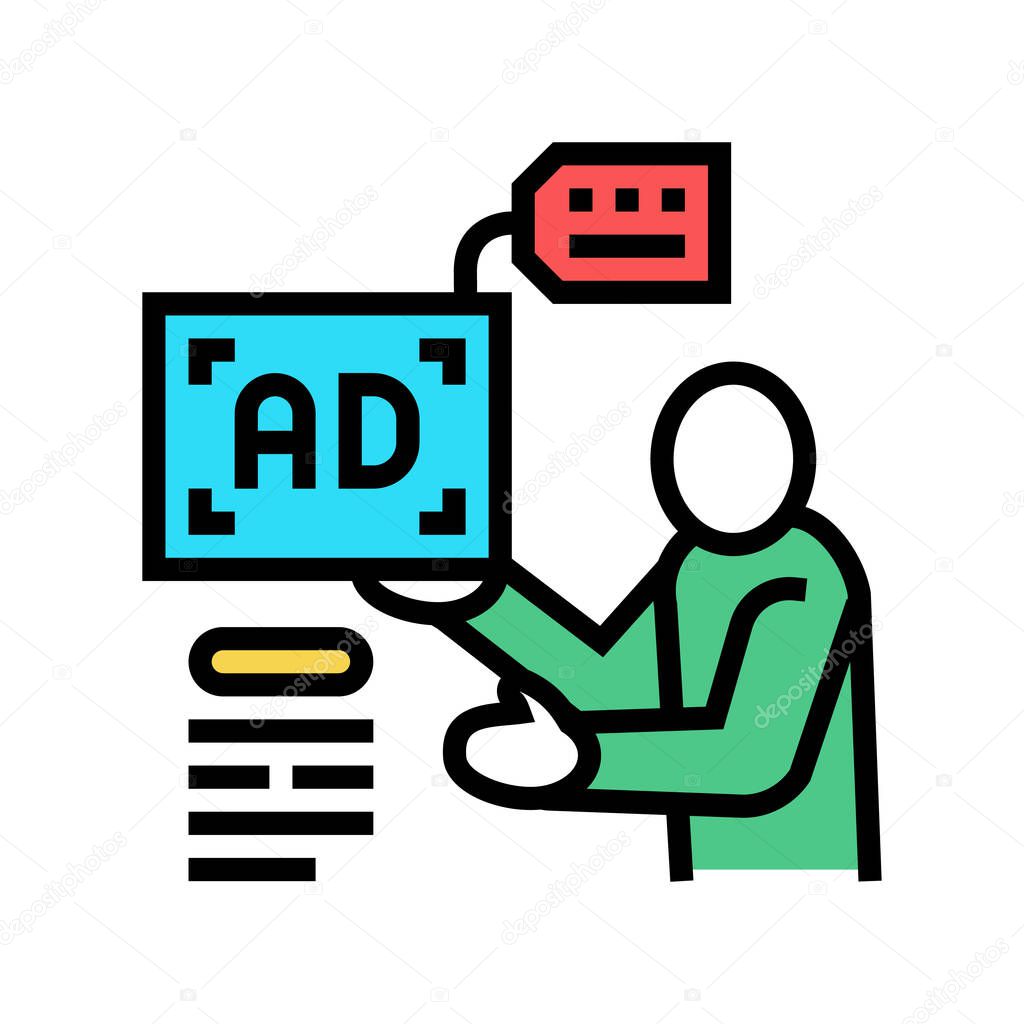 advertiser of ad placement color icon vector illustration