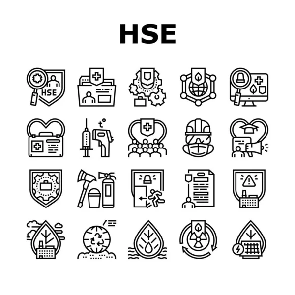 Egészség Biztonság Környezet Hse Icons Set Vector — Stock Vector