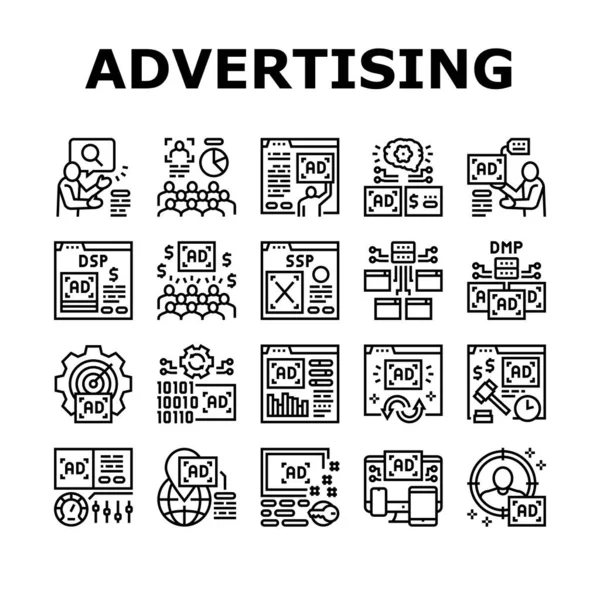 Programowe ikony usługi reklamowej Set Vector — Wektor stockowy