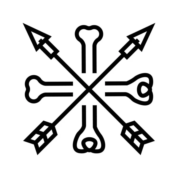 Kości i strzały boho linii ikony wektor ilustracja — Wektor stockowy