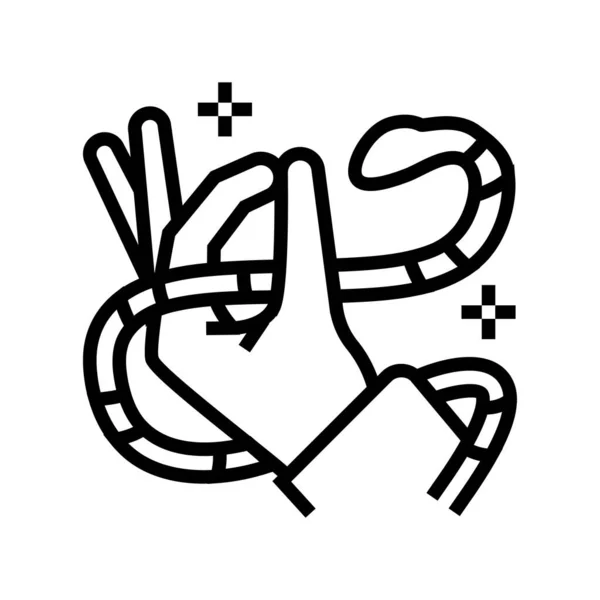 Serpent méditation boho ligne icône vectoriel illustration — Image vectorielle
