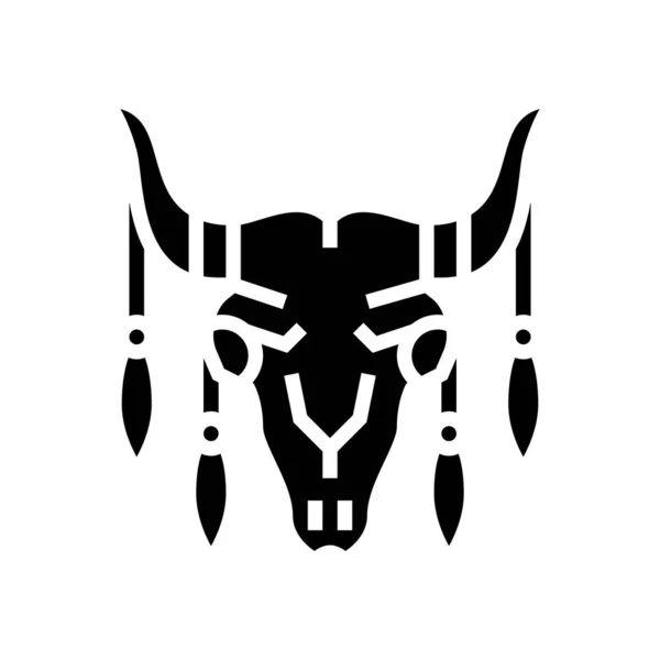 Állat scull boho dekoráció glyph ikon vektor illusztráció — Stock Vector