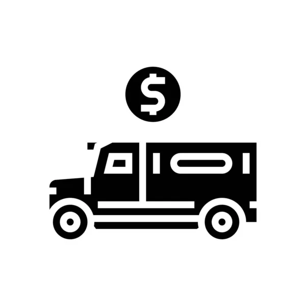 Gepanzerte LKW Transport Glyphen Symbol Vektor Illustration — Stockvektor