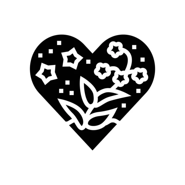 Çiçek reçineli kalp formu sanat sembolü çizimi — Stok Vektör