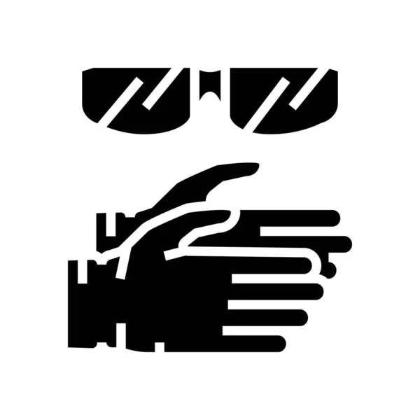 Handskar och skyddsglasögon harts konst glyf ikon vektor illustration — Stock vektor