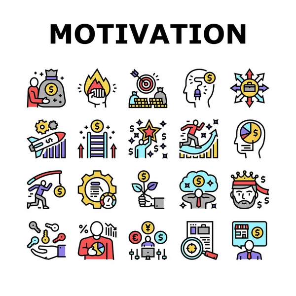 Business Motivation Collection ikoner uppsättning vektor — Stock vektor