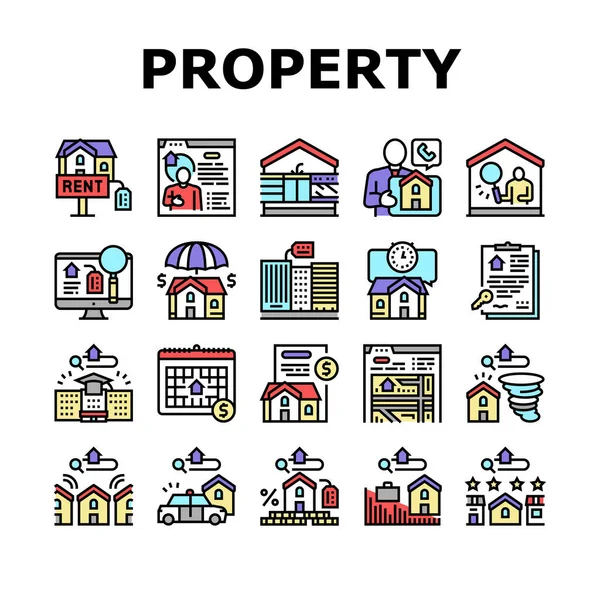 Property Rental Agency Collection Icons Set Vector — Stockový vektor
