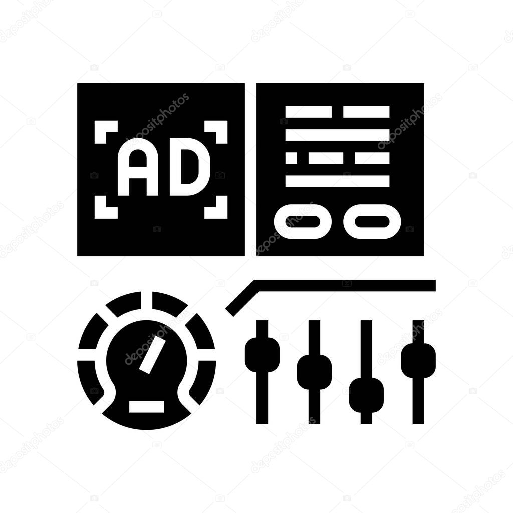 optimization of advertising glyph icon vector illustration