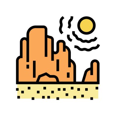 Kuraklık arazi rengi ikonu vektör illüstrasyonu